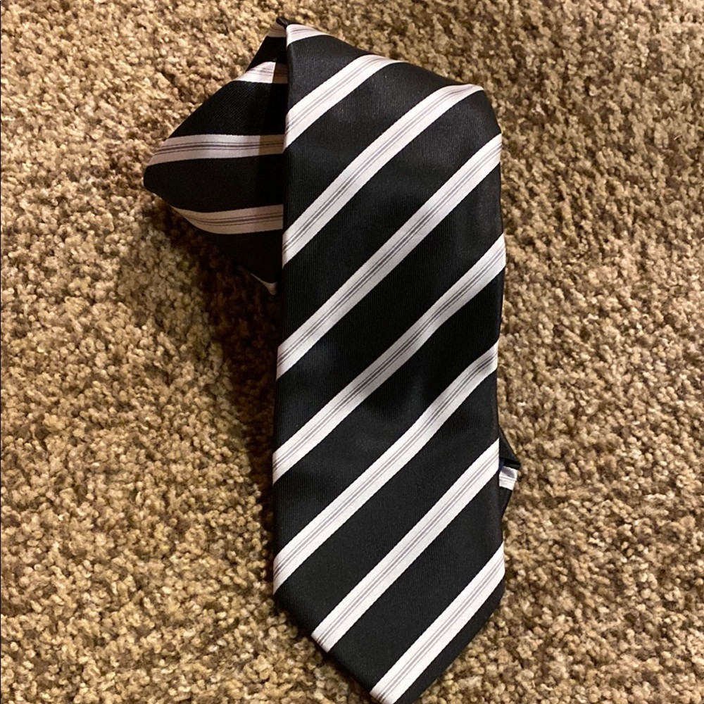 Giorgio Brutini Classic Black, White and Grey Striped Tie